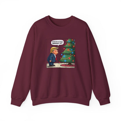 Political Christmas Tree Sweatshirt — "Radically Lit" Holiday Cartoon Crewneck