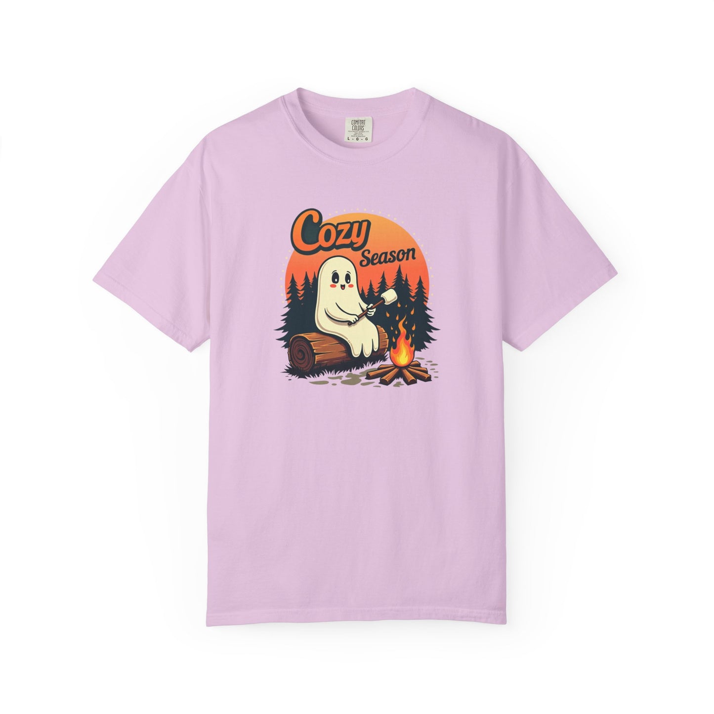 Cozy Season Ghost Tee — Campfire Autumn Graphic T-Shirt