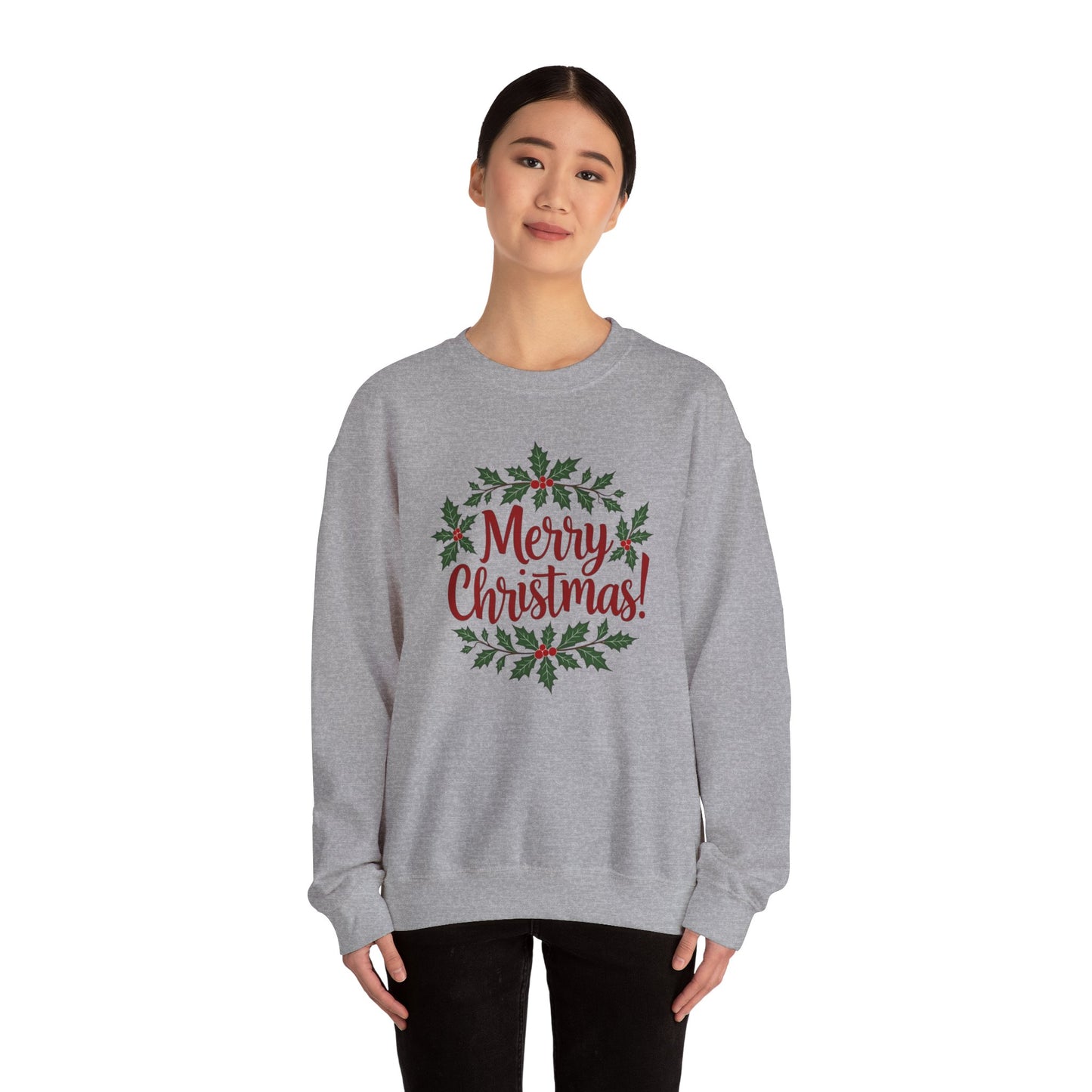 MERRY CHRISTMAS wreath, Crewneck Sweatshirt