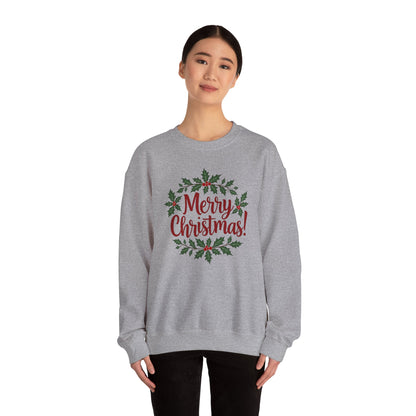 MERRY CHRISTMAS wreath, Crewneck Sweatshirt