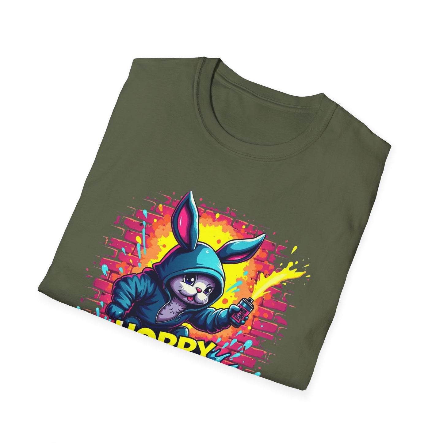 Easter Bunny 'Hoppy Easter' T-Shirt — Colorful Neon Bunny Graphic Tee