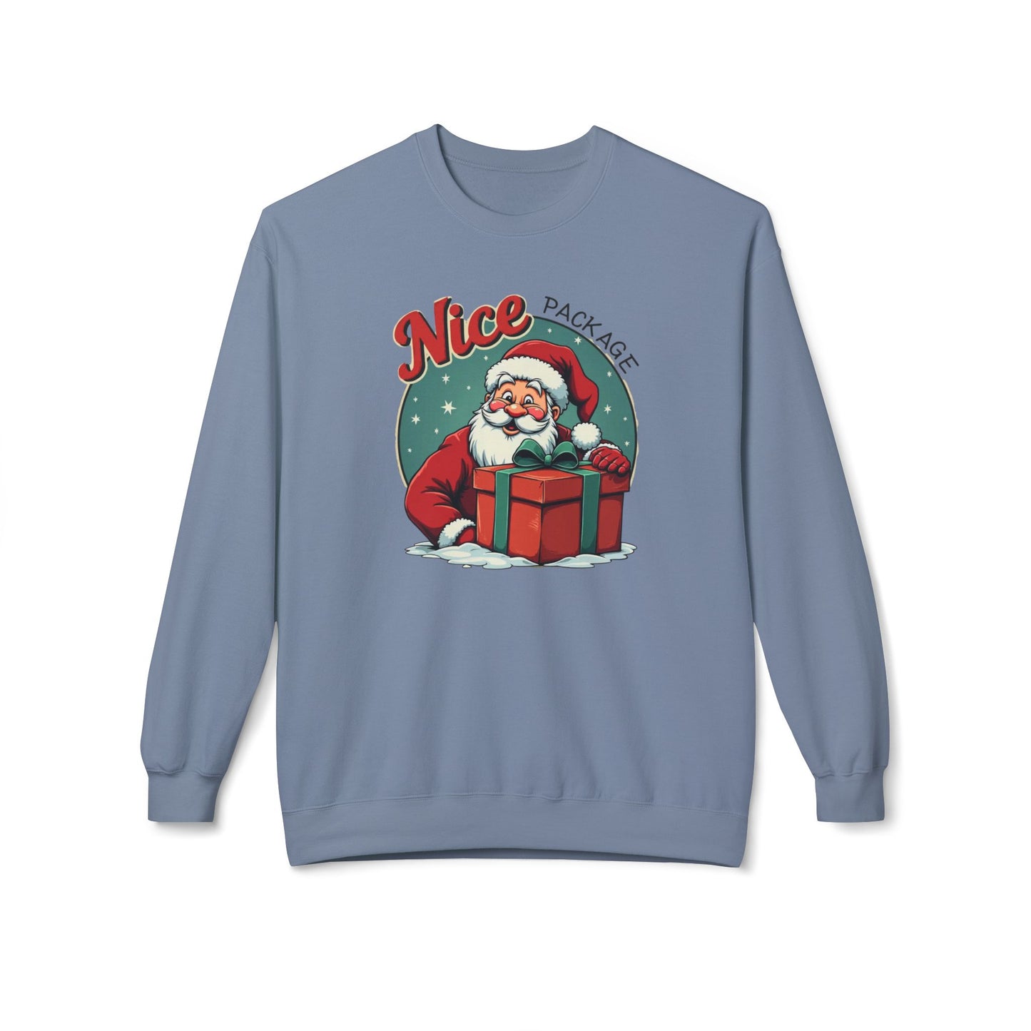 Nice Package Santa Crewneck Sweatshirt — Retro Christmas Gift Pullover