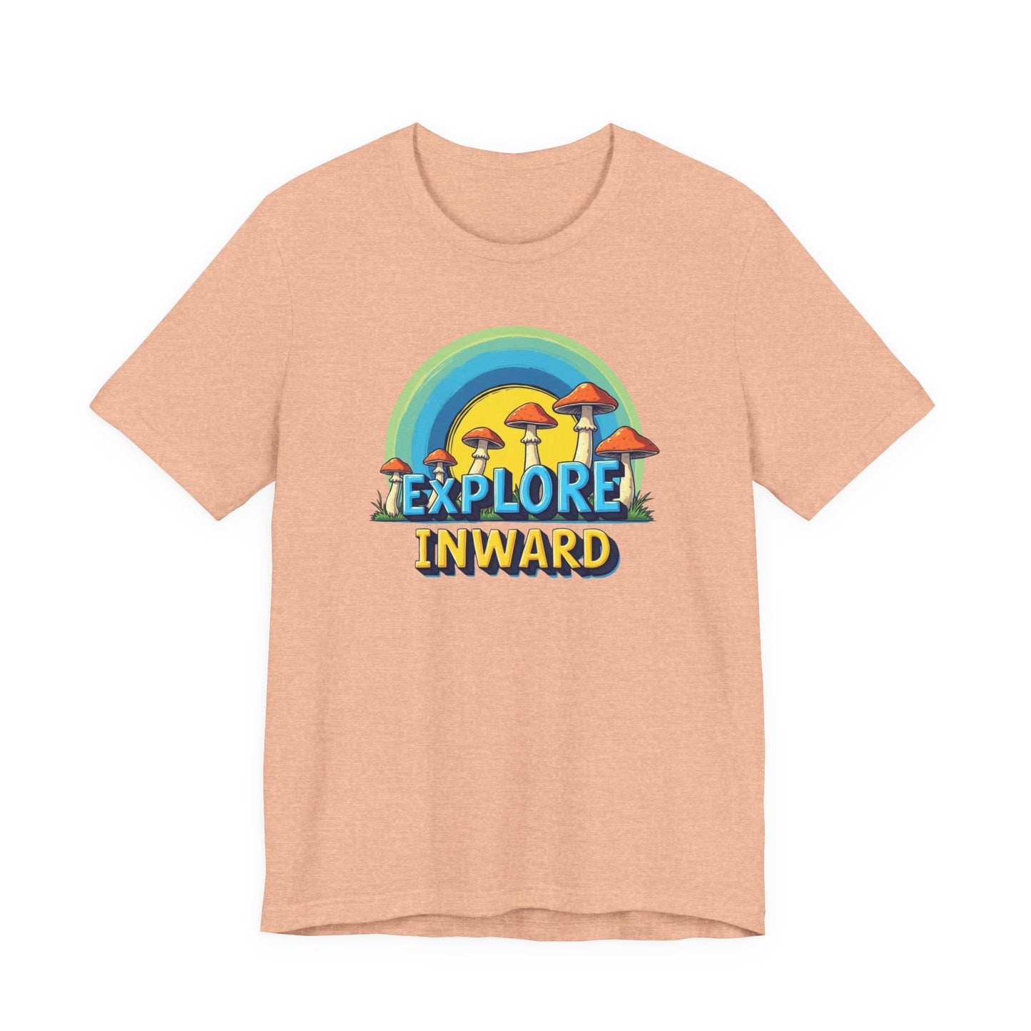 Explore Inward T-Shirt — Retro Mushroom Rainbow Graphic Tee