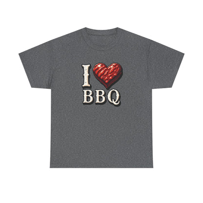 I Love BBQ Unisex Heavy Cotton Tee - Perfect for BBQ Lovers, Summer Cookouts, Grilling Events, Foodie Gift, Casual Wear - Psychonaut Swag