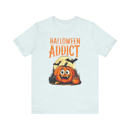 Halloween Addict Tee | Unisex Short Sleeve T-Shirt, Fun Halloween Apparel, Pumpkin Tee, Spooky Season Shirt, Gift for Halloween Lovers - Psychonaut Swag