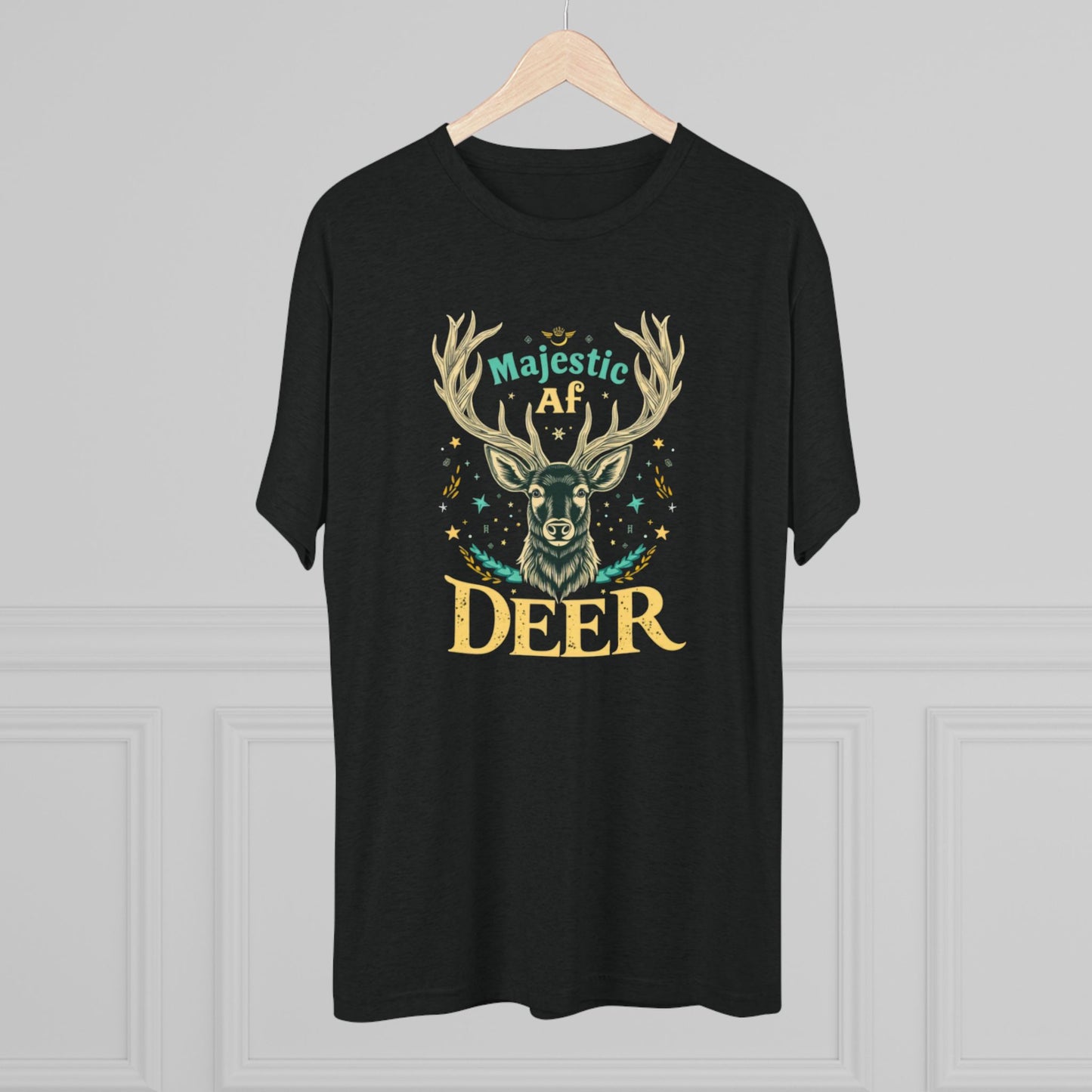Majestic AF Deer Tee - Unisex Tri-Blend Crew Tee, Perfect for Nature Lovers, Gifts for Hunters, Casual Wear, Wildlife Enthusiasts