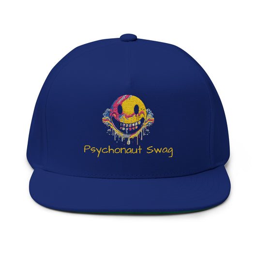 Trippy Smile Hat, Flat Bill Cap (Embroidery)