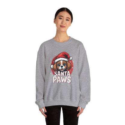 Christmas Dog Sweatshirt — "Santa Paws" Cute Puppy Holiday Crewneck