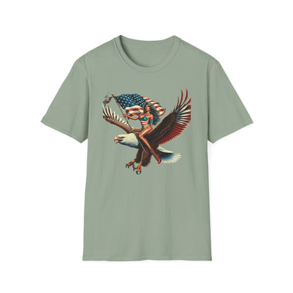 Patriot Riding Eagle, Graphic Tee - Unisex T-Shirt, Eagle Design, 4th of July Shirt, Independence Day Apparel, Festival Wear, Gift for Patriots - Psychonaut Swag