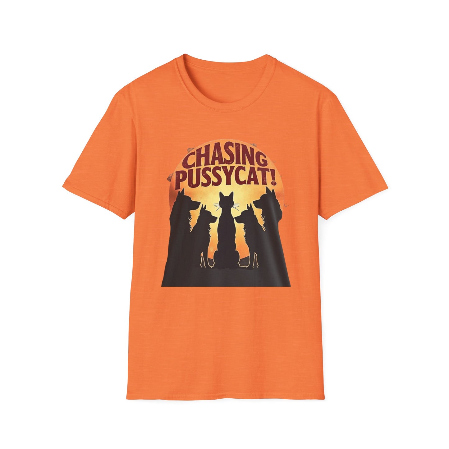 Chasing Pussycat Unisex Softstyle T-Shirt, Fun Cat Lovers Tee, Gift for Animal Enthusiasts, Quirky Casual Wear, Perfect for Festivals [...] - Psychonaut Swag