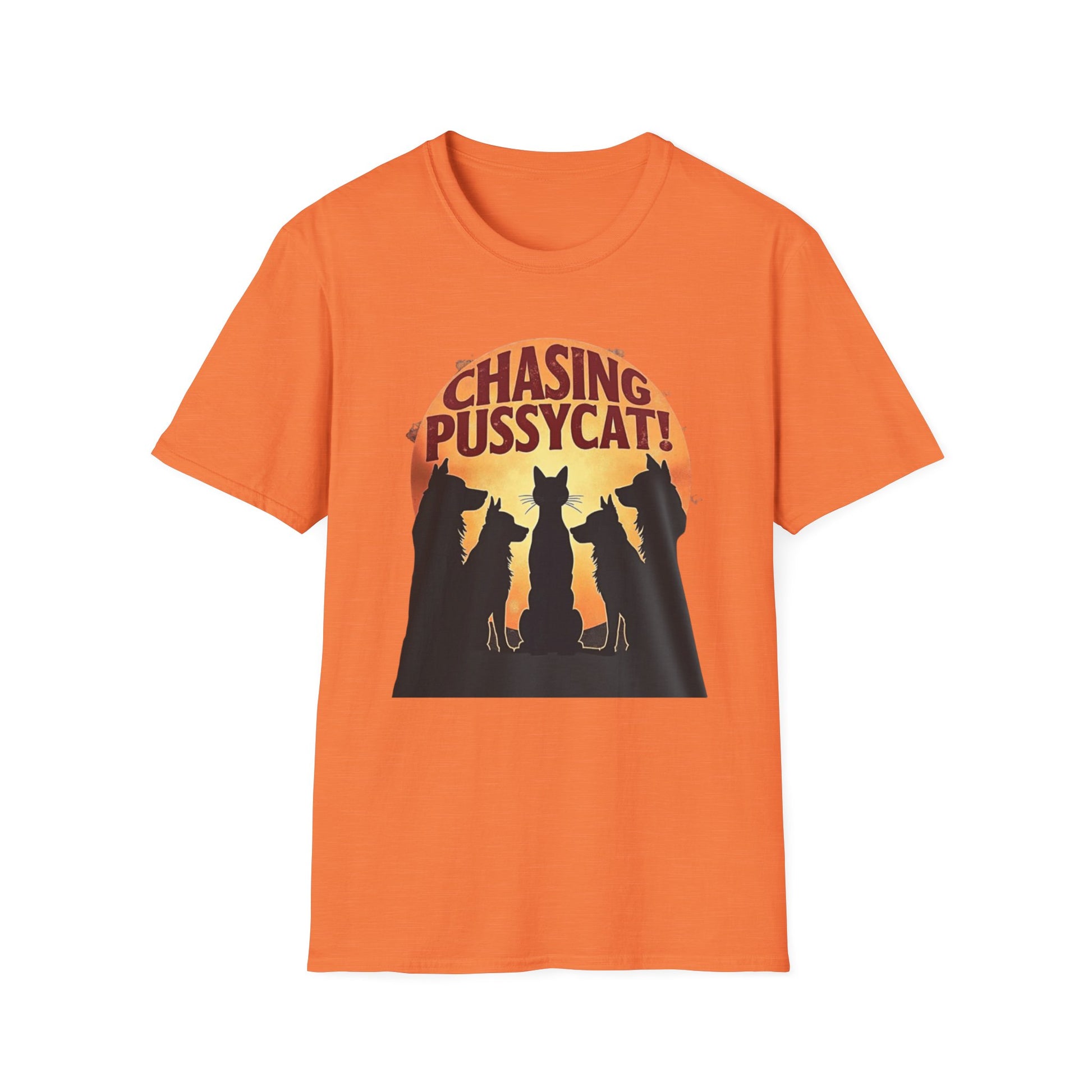 Chasing Pussycat Unisex Softstyle T-Shirt, Fun Cat Lovers Tee, Gift for Animal Enthusiasts, Quirky Casual Wear, Perfect for Festivals [...] - Psychonaut Swag