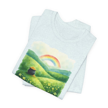 Rainbow with pot of gold, Unisex Jersey Short Sleeve Tee
