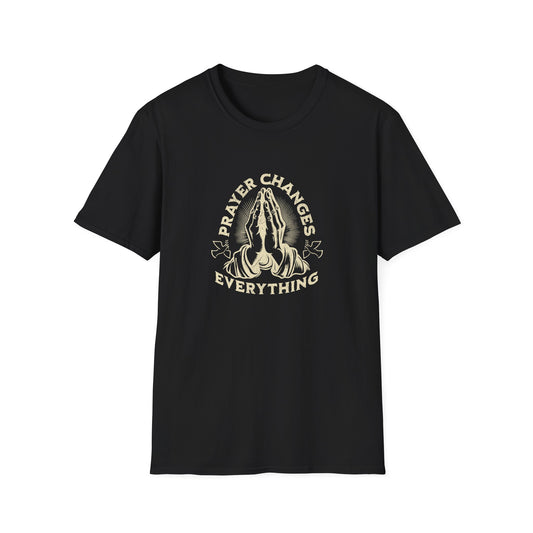 Prayer Changes Everything T-Shirt — Vintage Praying Hands Christian Tee