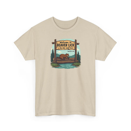 Beaver Lick Welcome Sign T-Shirt — Retro Outdoors Camping Graphic Tee
