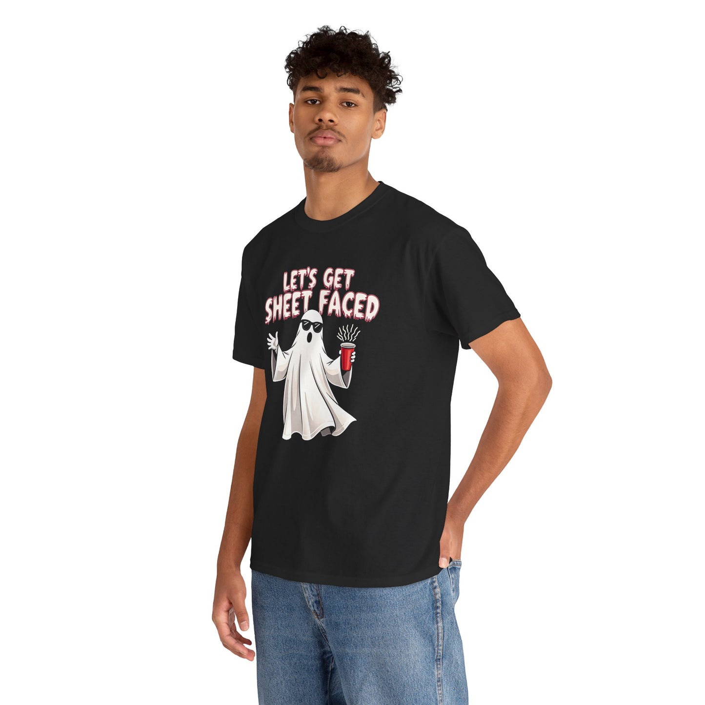 Let's Get Sheet Faced Ghost T‑Shirt — Funny Halloween Party Tee