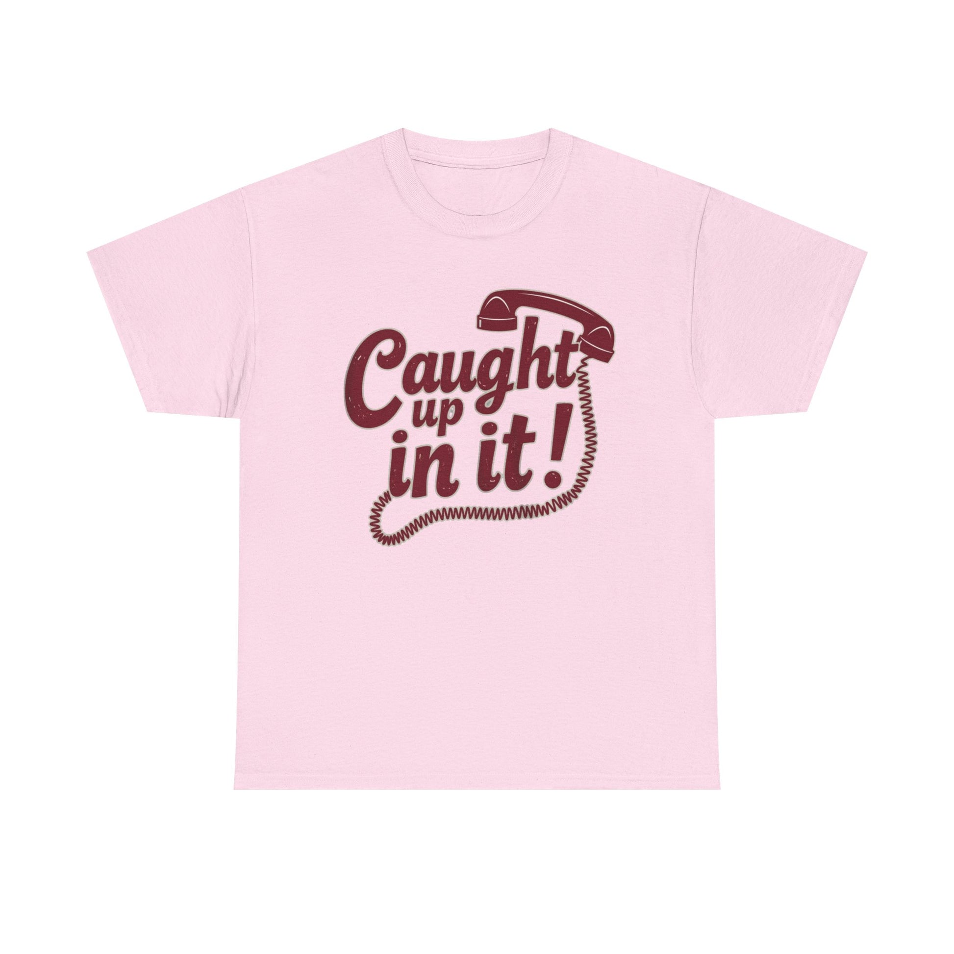 Caught Up in It, Phone chord, Unisex Heavy Cotton Tee, Vintage Phone Graphic T-Shirt, Casual Daily Wear, Fun Gift for Friends, Trendy White Tee - Psychonaut Swag
