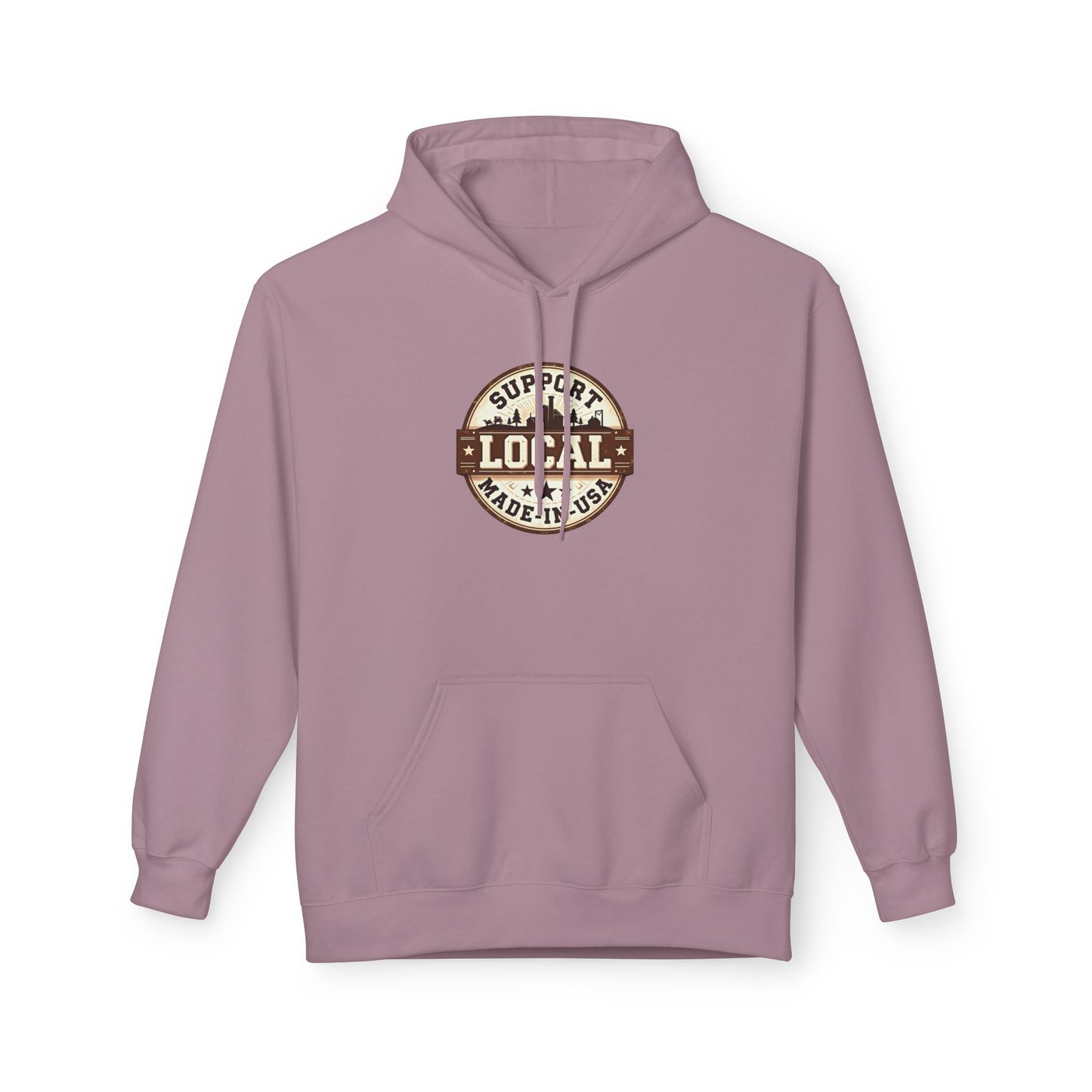 Support Local Hoodie — “Support Local Made in USA” Vintage Badge Pullover