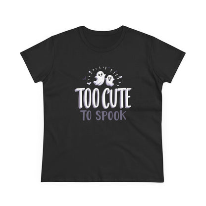 Too Cute to Spook Women's Cotton Tee, Halloween T-Shirt, Ghostly Graphic Tee, Casual Fall Apparel, Fun Halloween Outfit