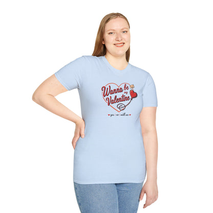 Valentine "Wanna Be My Valentine" T-Shirt - Cute Heart & Love Letter Tee