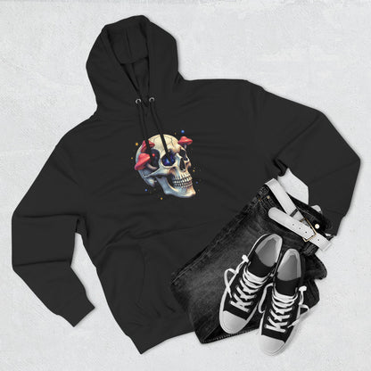 Skull & Mushrooms Hoodie — Gothic Skull with Red Mushroom Graphic