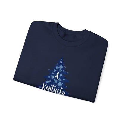Kentucky Christmas Sweatshirt — Blue Plaid Tree Holiday Crewneck