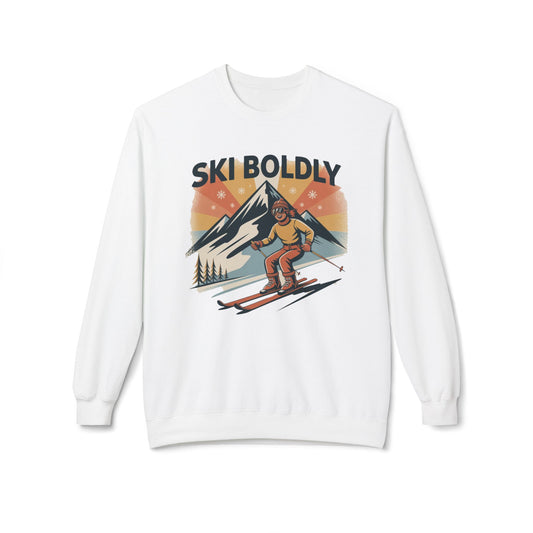 Ski Boldly Crewneck Sweatshirt – Vintage Mountain Skiing Graphic