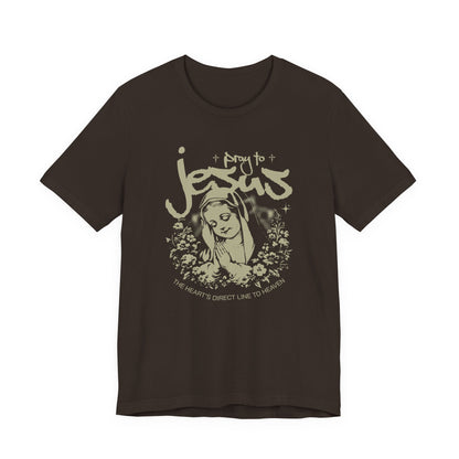Pray to Jesus Floral Graphic Tee — "Pray to Jesus: The Shorter’s Direct Line to Heaven"