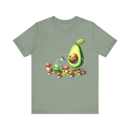 Short Sleeve Tee - Avocado watering magic shrooms.  Funny Design - Psychonaut Swag
