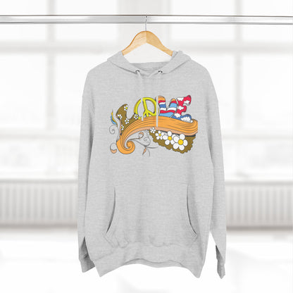 Love and Peace, Three-Panel Fleece Hoodie