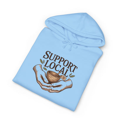 Support Local Hoodie — Vintage Hands & Heart Graphic Hooded Sweatshirt