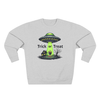 Halloween UFO Sweatshirt - "Trick or Treat" Alien Abduction Crewneck