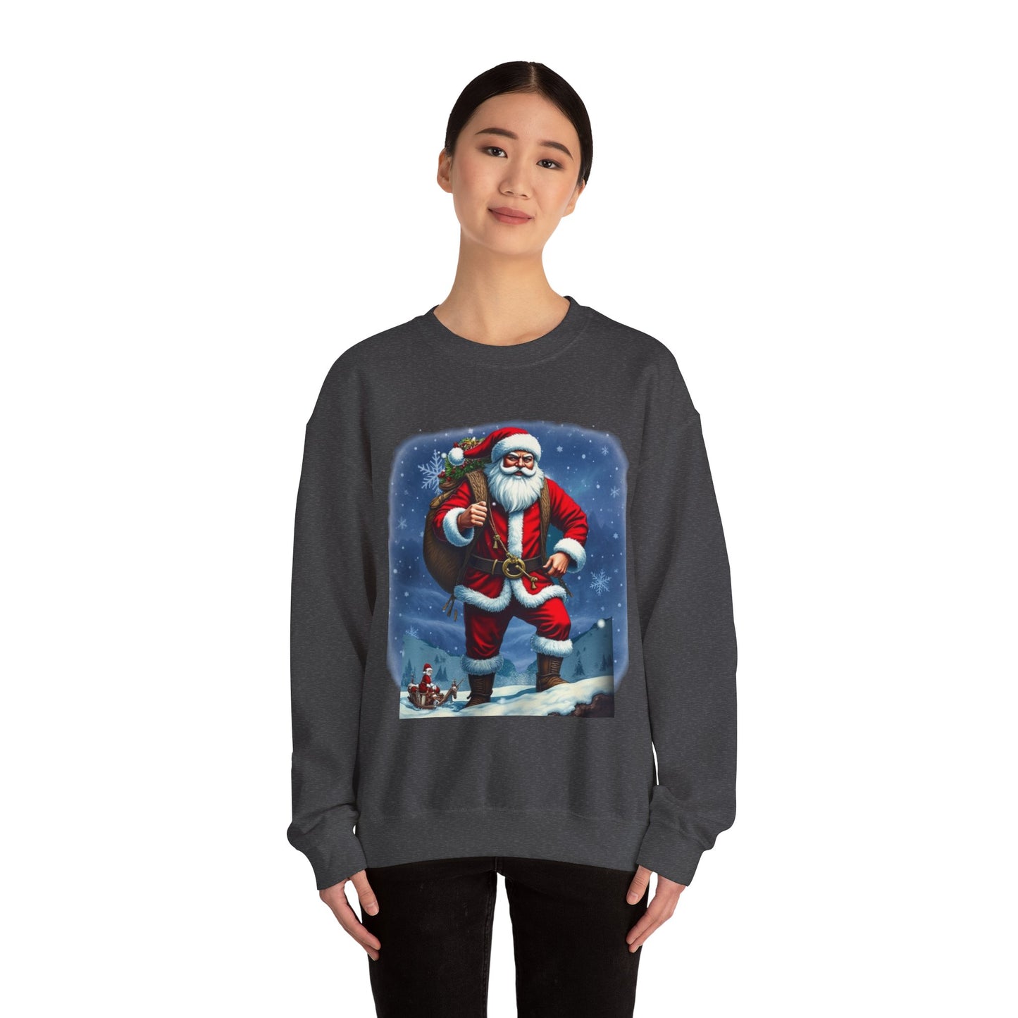 Santa Snow Hike, Graphic Sweatshirt – Vintage Holiday Christmas Crewneck
