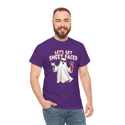 Let's Get Sheet Faced Ghost T‑Shirt — Funny Halloween Party Tee