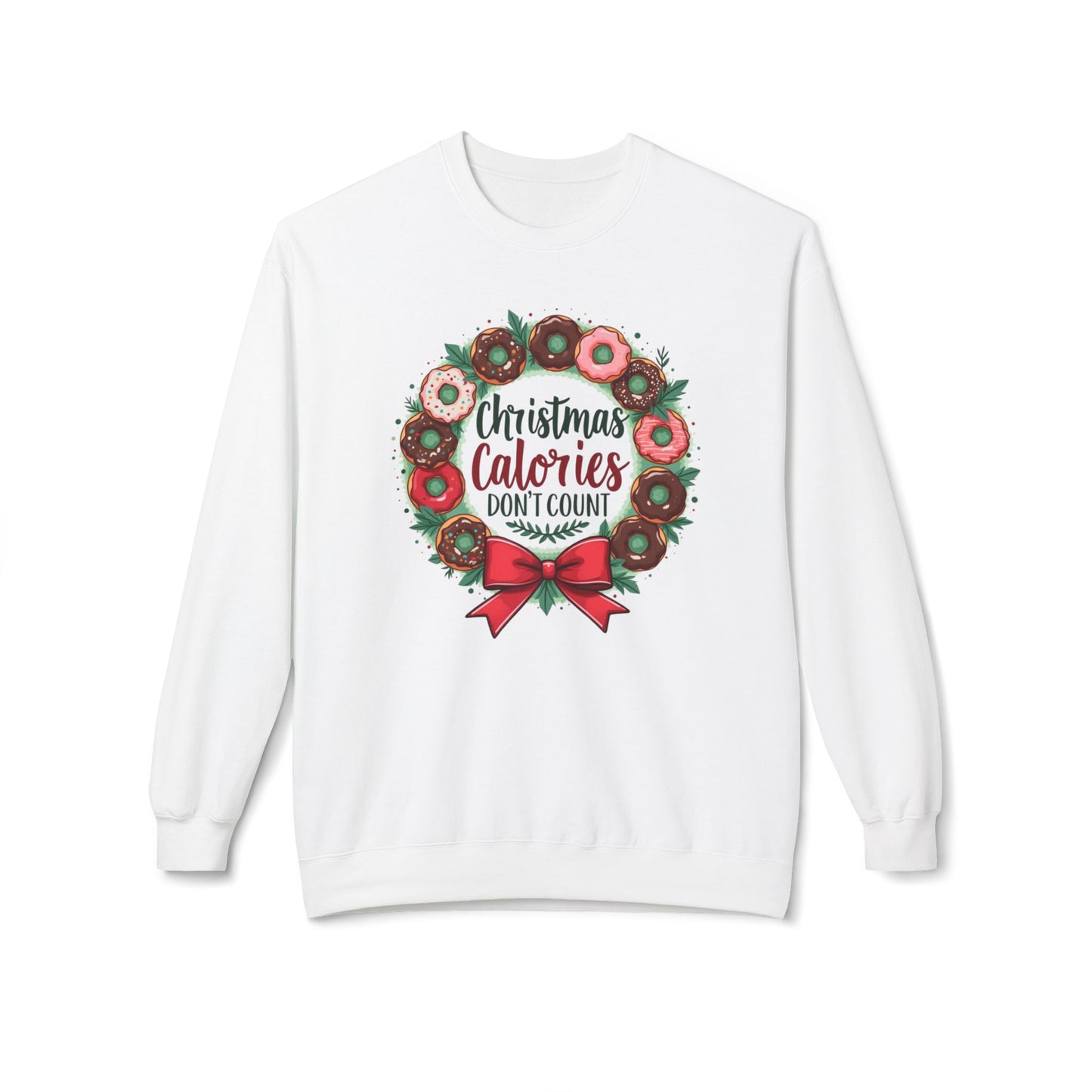 Christmas calories don’t count, Unisex Midweight Softstyle Fleece Crewneck Sweatshirt