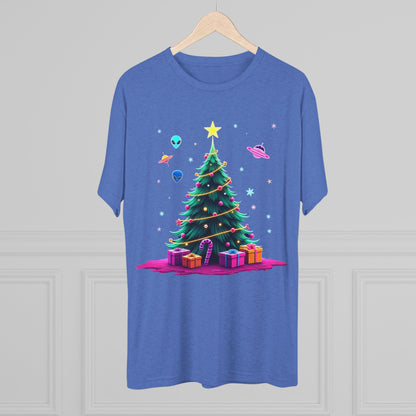 Alien visitors Christmas tree, Unisex Tri-Blend Crew Tee