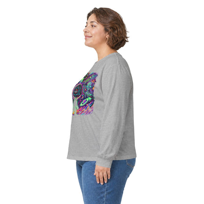 Psychedelic Alien Abduction Halloween Long Sleeve Tee