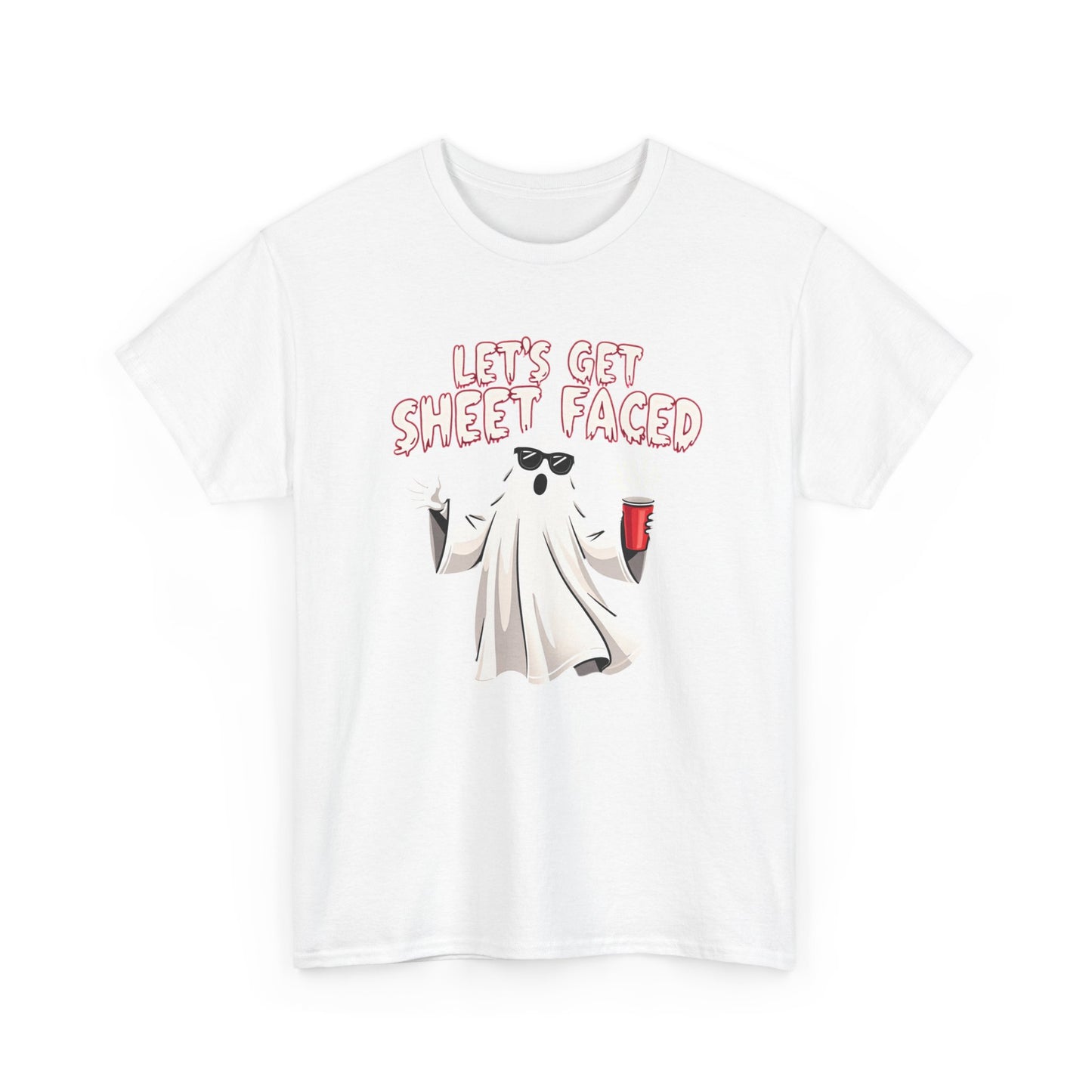 Let's Get Sheet Faced Ghost T‑Shirt — Funny Halloween Party Tee