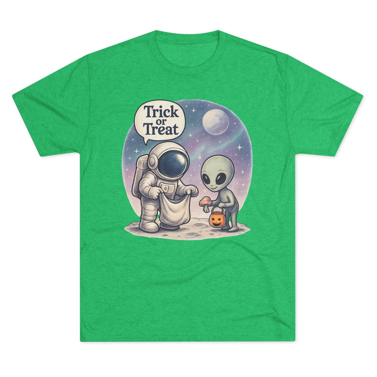 Space Trick or Treat Crew Tee, Halloween T-Shirt, Space Theme Shirt, Unisex Graphic Tee, Fun Costume Tee, Gift for Space Lovers