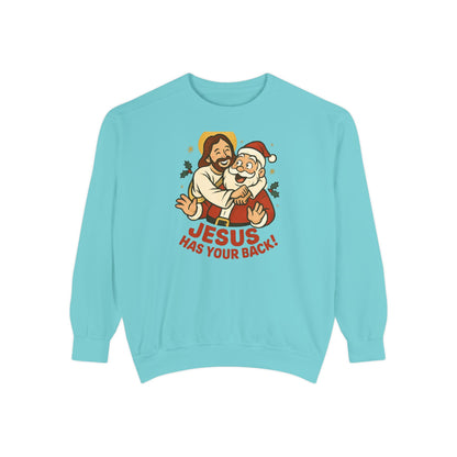 Christian Sweatshirt Jesus Santa Holidays Back Support