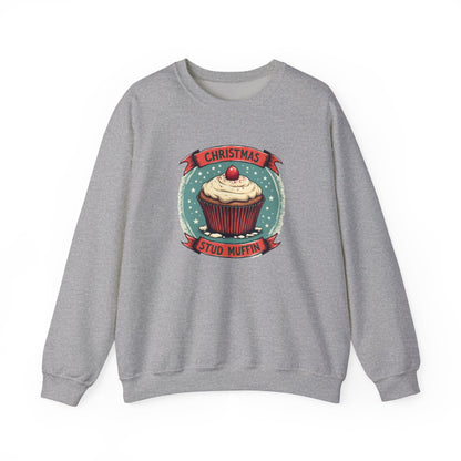 Christmas Stud Muffin with Icing Sweatshirt - Cute Holiday Cupcake Crewneck