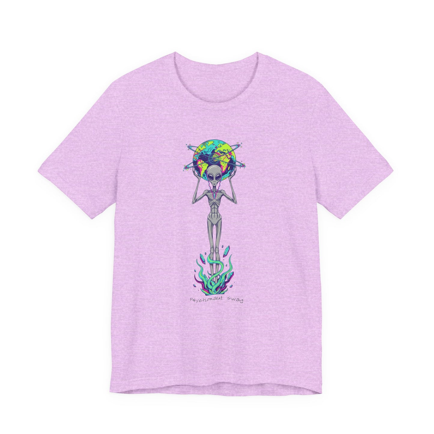 Alien Holding Earth Graphic Tee — Cosmic Sci‑Fi Alien Shirt