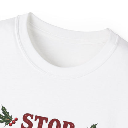 Stop Staring At My Nuts Christmas Tee — Funny Holiday Nutcracker Shirt