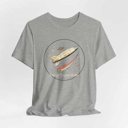 Lunar Excursion Rocket T‑Shirt — Retro Space Graphic Tee