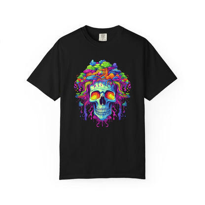 Trippy Skull Vibe, Unisex Garment-Dyed T-shirt