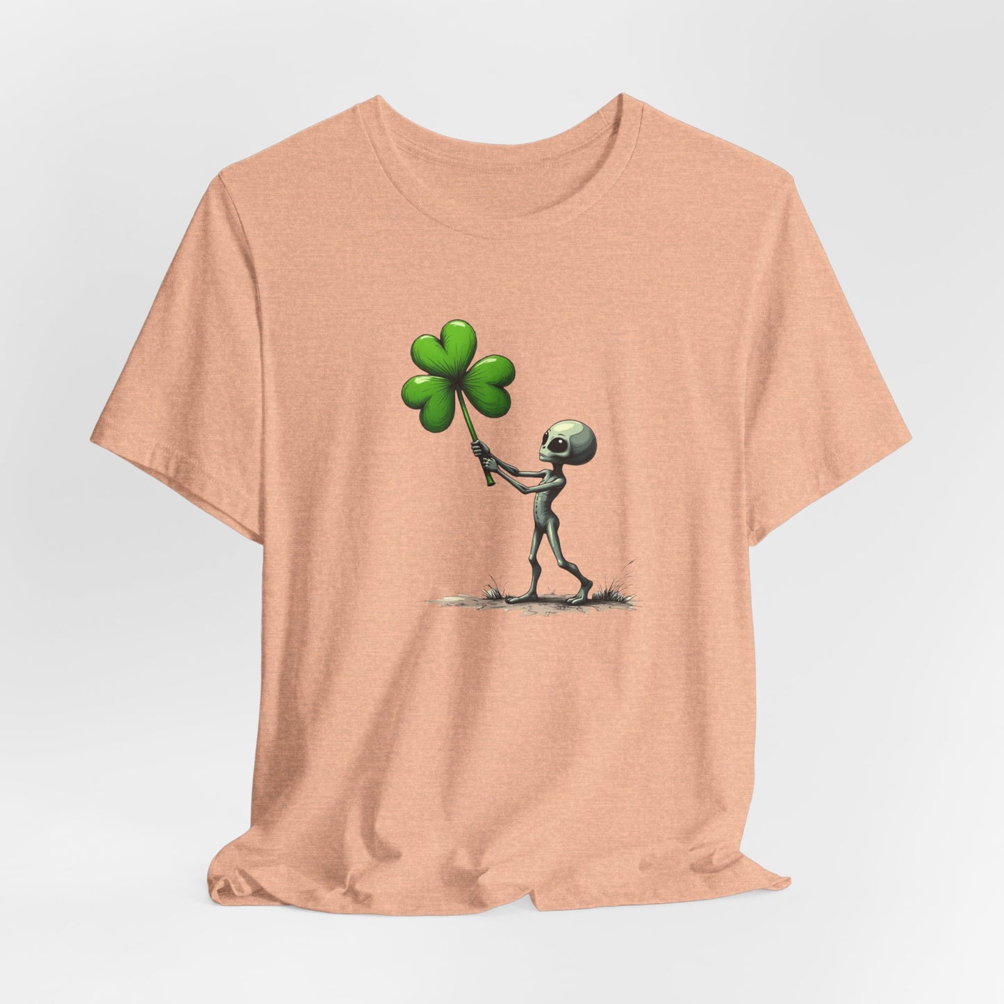 Alien Holding Clover T-Shirt — Cute St. Patrick’s Day Graphic Tee
