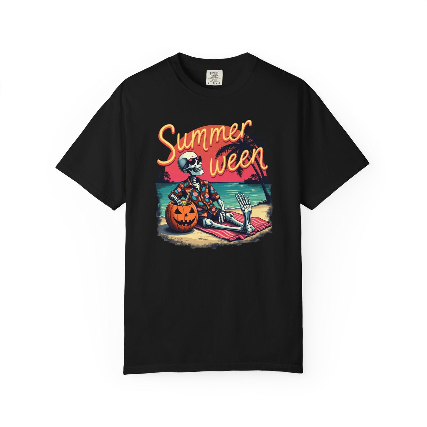 T-Shirt — "Summerween" Beach Skeleton Halloween Graphic Tee