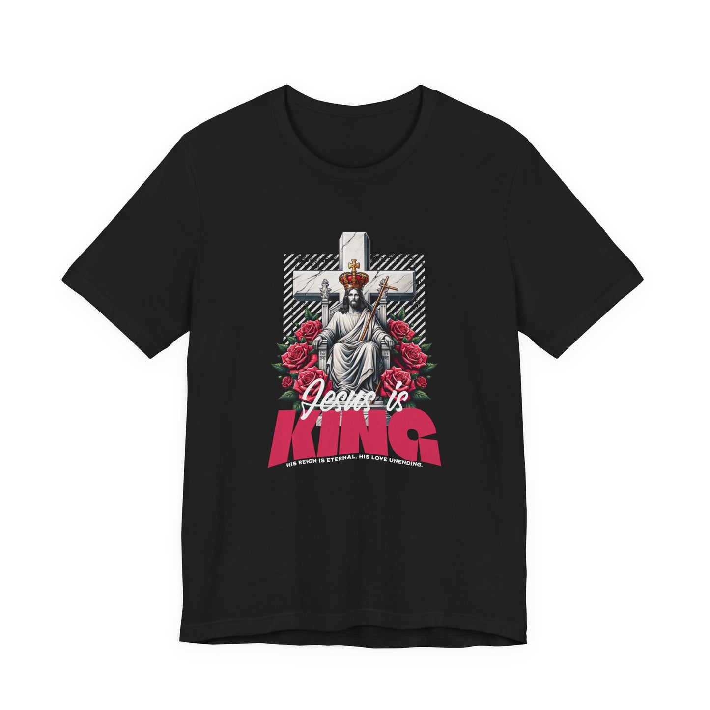 Jesus Is King T-Shirt — Christian Faith Graphic Tee with Cross & Roses