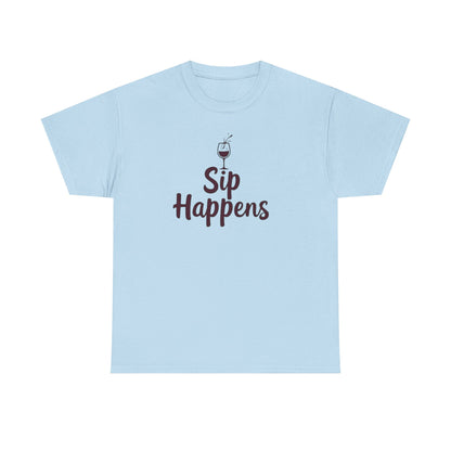 Sip Happens Unisex Heavy Cotton Tee - Funny Graphic Shirt, Casual Wear, Gift for Coffee Lovers, Everyday Comfort, Birthday Party T-Shirt - Psychonaut Swag