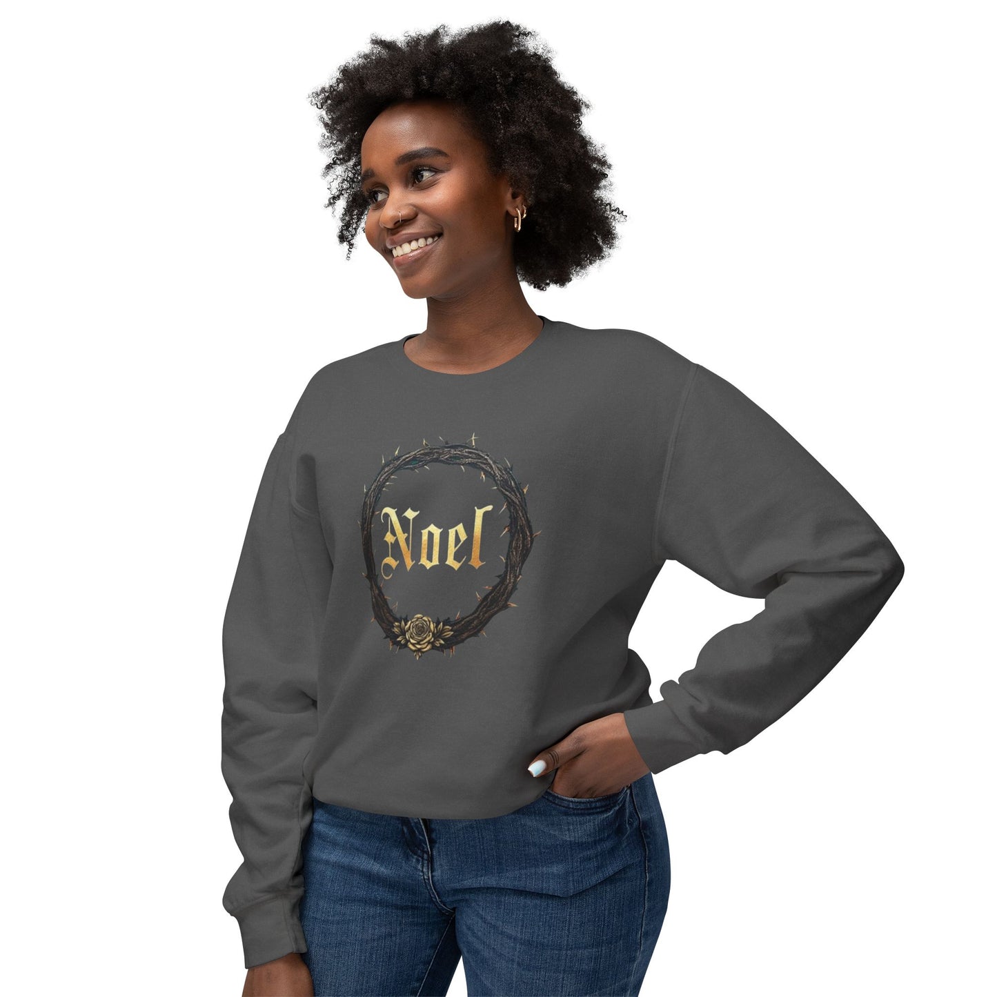 Noel Christmas Sweatshirt — Green Velvet Wreath Holiday Crewneck