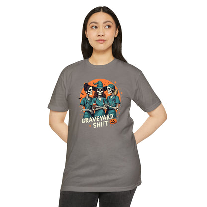 Graveyard Shift — Halloween Nurse Skeleton Crew Tee
